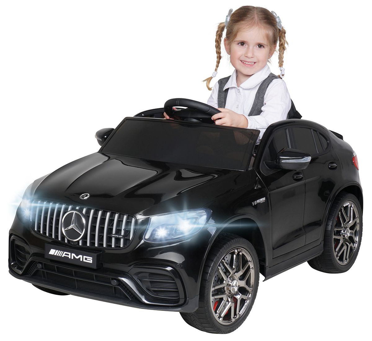 Elbil for barn Mercedes AMG GLC 63S Coupé - hvit/sort