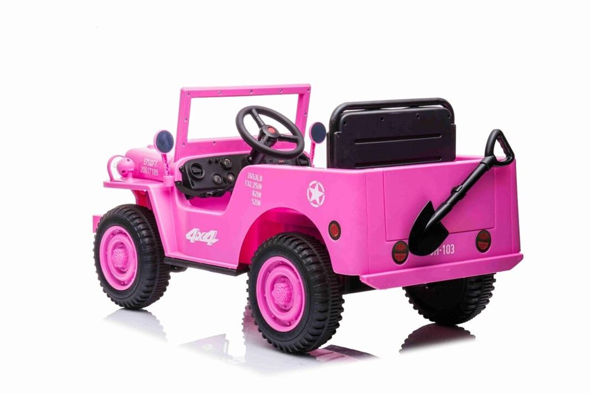 Willys Jeep elektrisk barnebil 12v - rosa