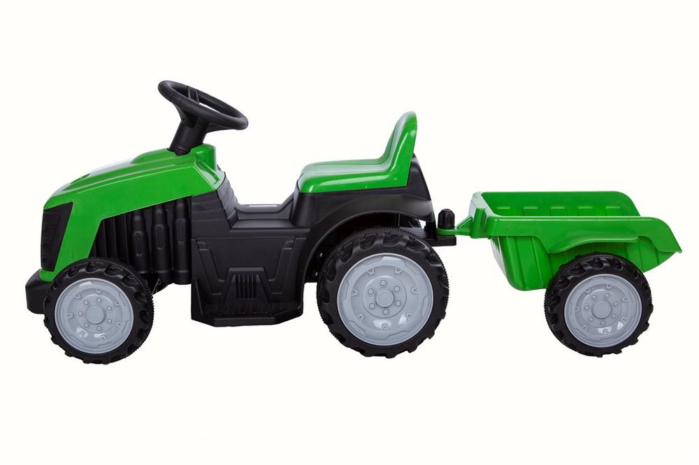 Azeno 6V elektrisk traktor med henger - grønn
